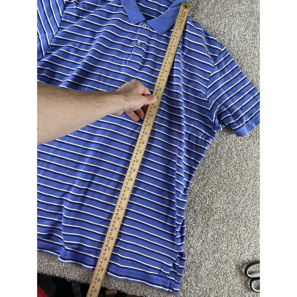 Polo Ralph Lauren Blue Striped Polo Shirt Soft Cotton Flesh Pony Mens XL Read